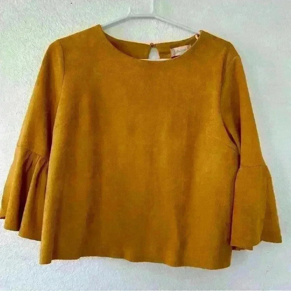 Altar'd State Tops - ALTAR’D STATE tan Faux Suede Top L